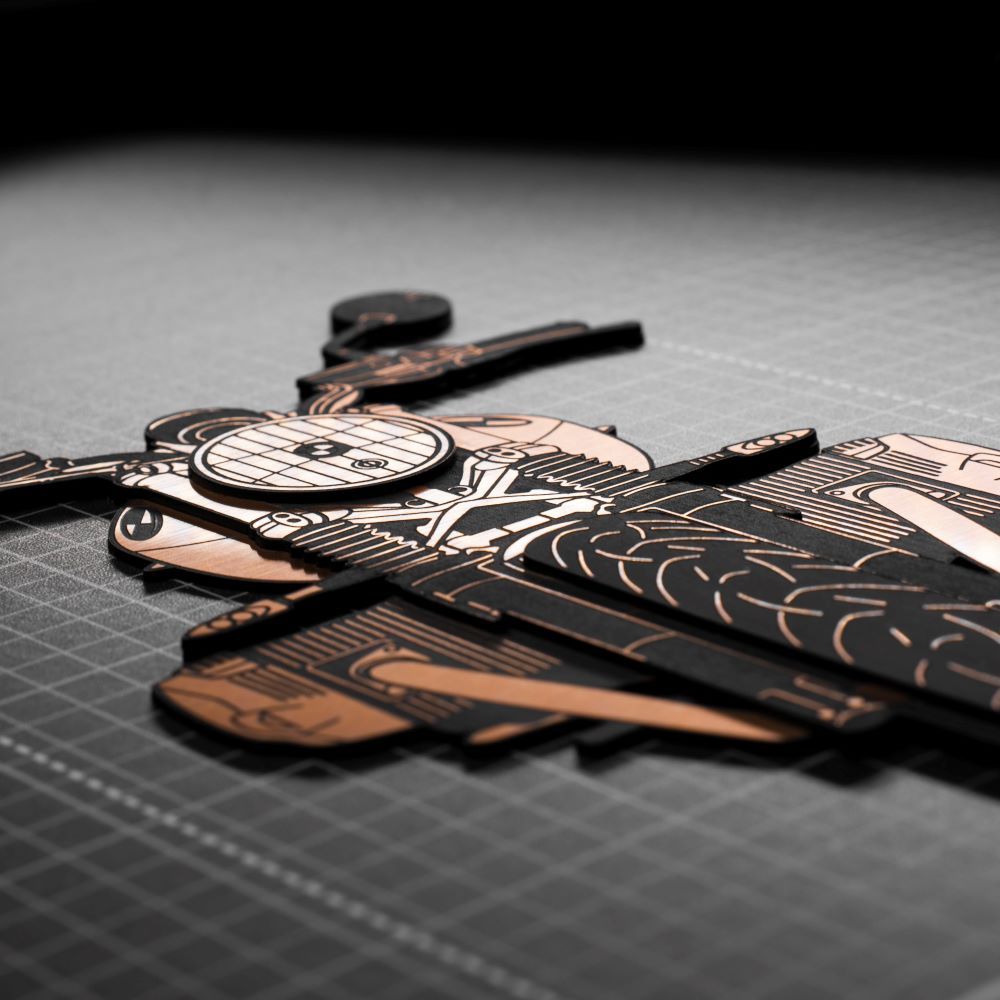 Detailed three-view automotive artwork