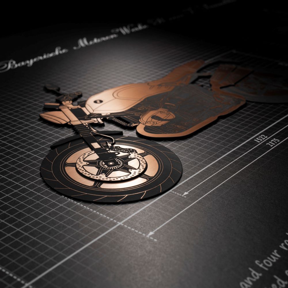 Finished three-view custom car artwork